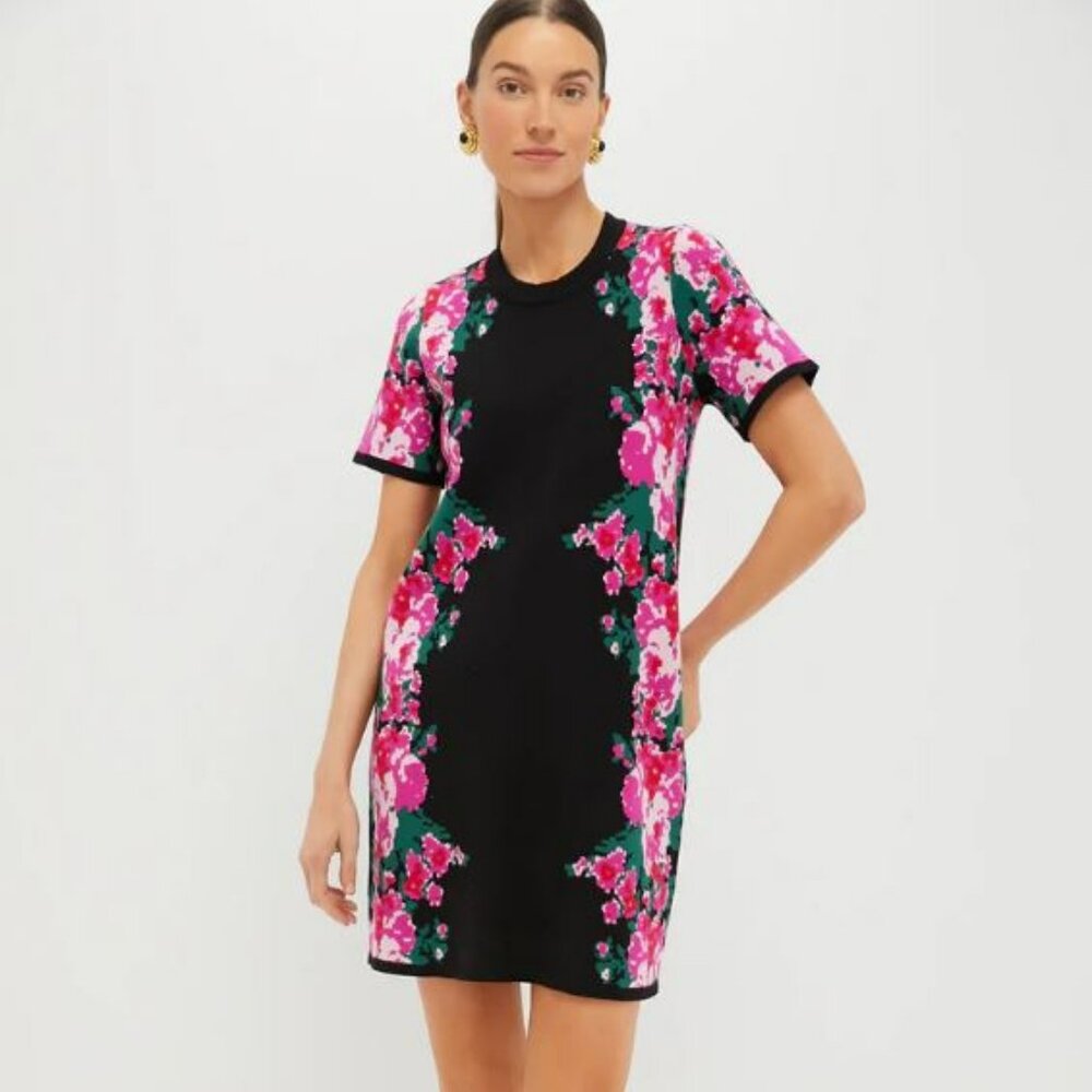 Tuckernuck Climbing Roses Knit Jacquard Short Sleeve Marie Mini Dress NWT